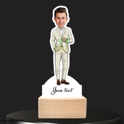 Man in white suit caricature