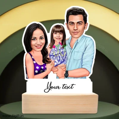 Mom dad and daughter caricature gift