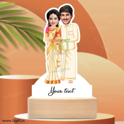South Indian wedding couple caricature