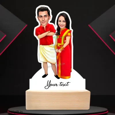 Traditionl south Indian couple caricature