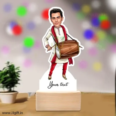 Dholak playing man caricature
