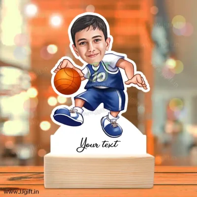 Kid with basketball caricature