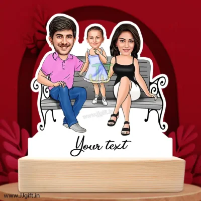 Mom dad with girl caricature 2