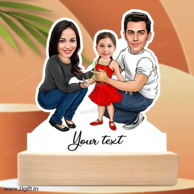 Mom dad with girl caricature