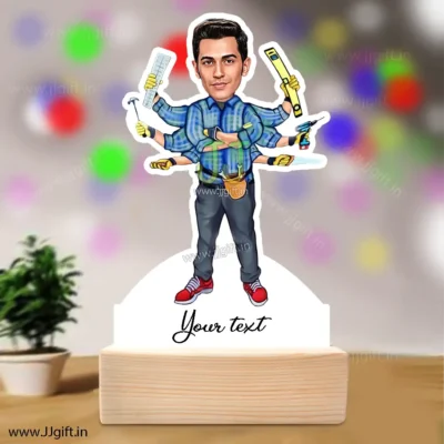 Multitasker engineer caricature