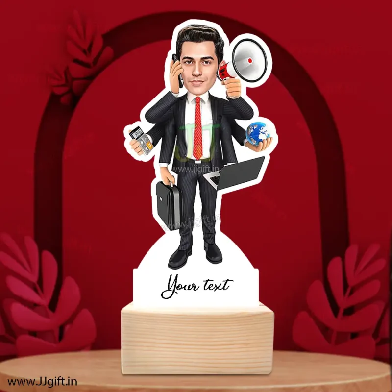 Multitasking business person caricature