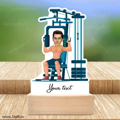 Muscle man exercise caricature