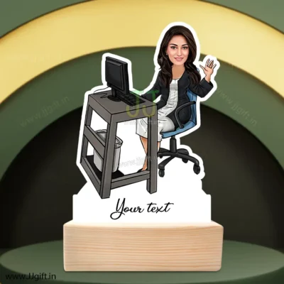 Lady Work in Office Caricature Standee Gift