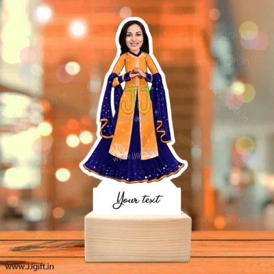 Female in traditional outfit caricature