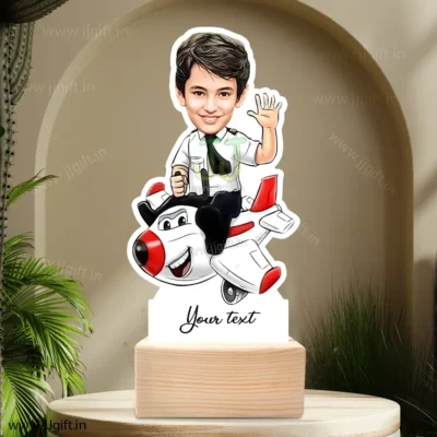 Child pilot caricature