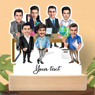 Corporate male group caricature gift