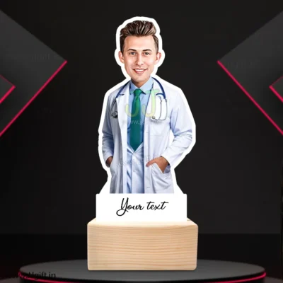 Doctor with stethoscope caricature