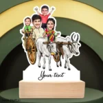 Family on bulllock cart caricature