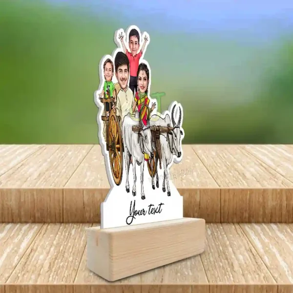 Family on bulllock cart caricature - Image 3