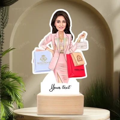 Shopping girl caricature