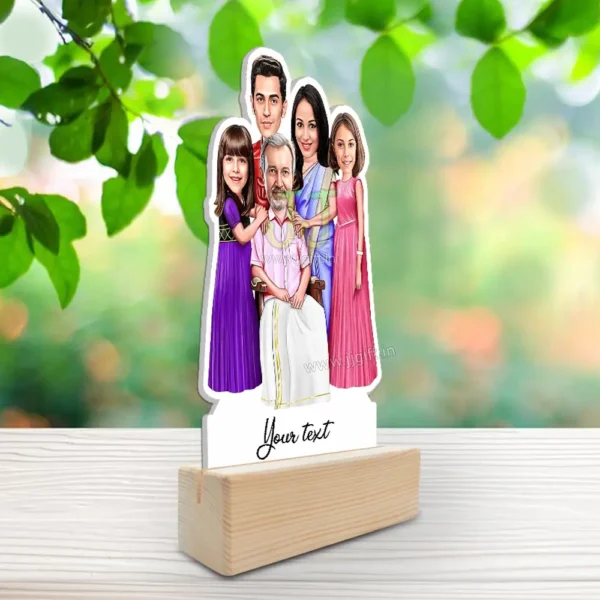 South indian family with 3 child caricature - Image 2