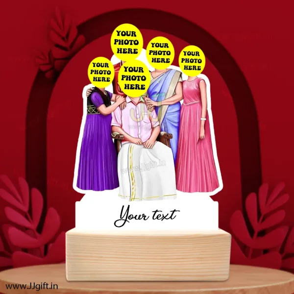 South indian family with 3 child caricature - Image 3