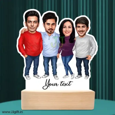 3 male and 1 female caricature