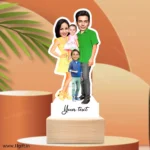 Couple with 1 boy & 1 girl caricature Gift