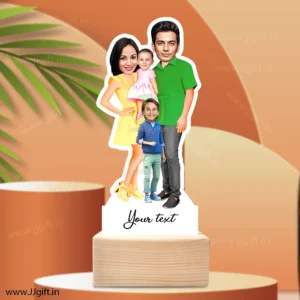 Mom, dad, son and daughter caricature