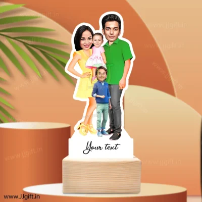Couple with 1 boy & 1 girl caricature Gift