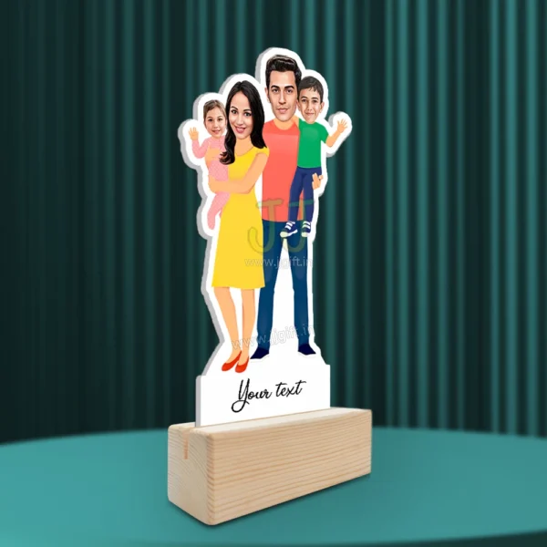 Mom, dad with 2 child caricature gift - Image 2