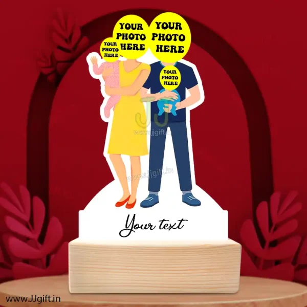 Mom, dad with 2 son caricature gift - Image 3
