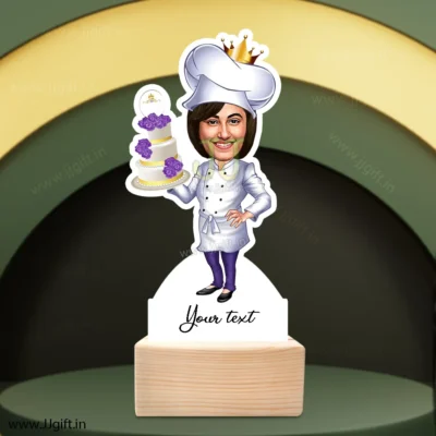 Lady with cake caricature