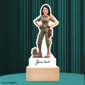 Girl in safari outfit caricature