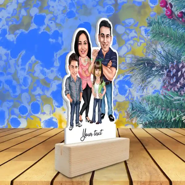 Family caricature of 4 person with son and daughter - Image 2
