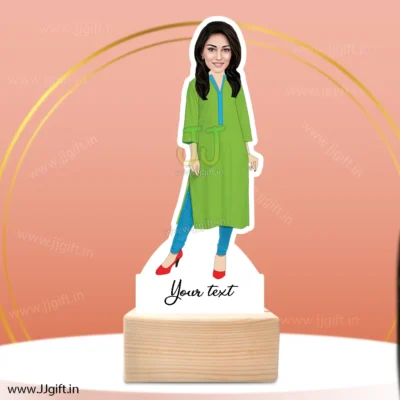 Female in dress outfit caricature gift 1
