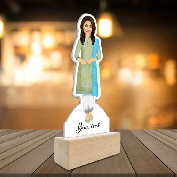 Girl wearing shalwar kameez and dupatta caricature - Image 2