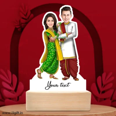 Marathi couple caricature gift