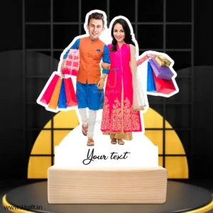 Shopholic couple caricature