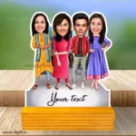 1 male and 3 female friend caricature gift