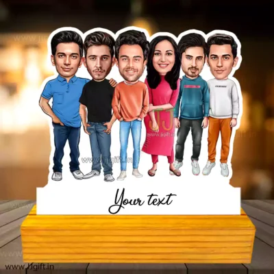 5 male and 1 female friends caricature