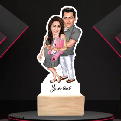 Baby expecting couple caricature gift