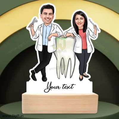 Dental doctor frined gift idea , personalized dental couple caricature gift