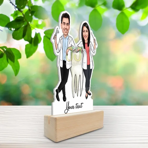 Dental doctor frined gift idea , personalized dental couple caricature gift - Image 2