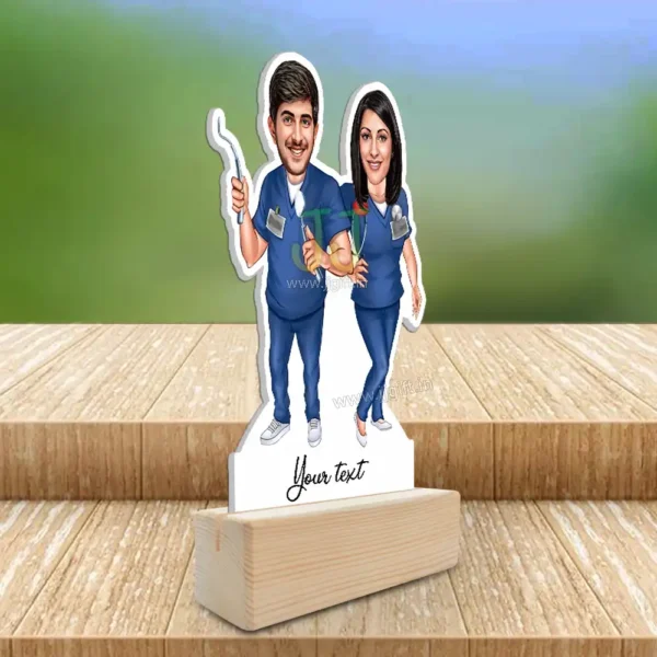 Dentist couple caricature gift , personalize gift for dentist couple - Image 2