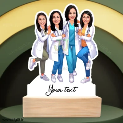 Female doctor caricature gift group of 4, unique gift for doctor group
