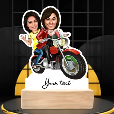 Friend on bike caricature gift
