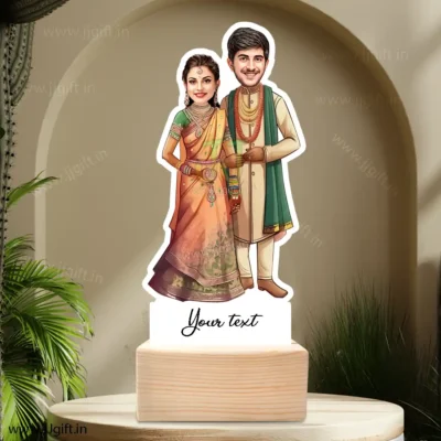 Indian wedding couple caricature gift