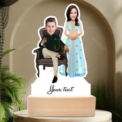 King and queen couple caricature gift