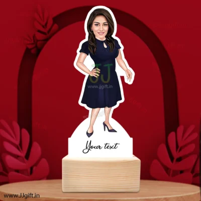 Lady in one piece outfit caricature