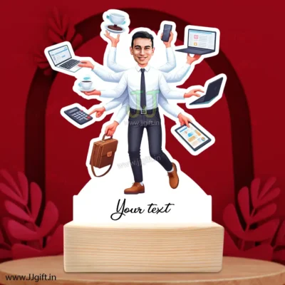 Multitasker man caricature gift, Corporate multitasker gift for man