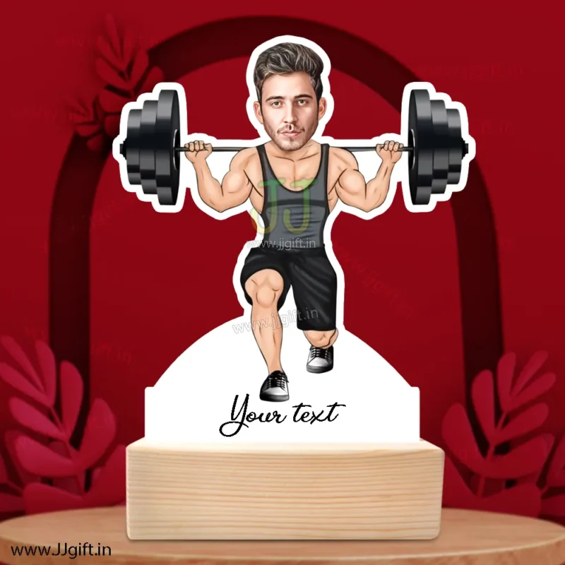 Personalized gift for Barbell ligfting male, Barbell lifting man standee gift