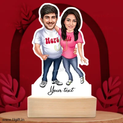 Personalized his her couple caricature