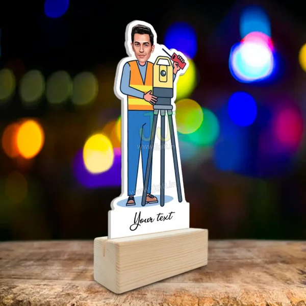 Surveyor caricature gift, Statue for civil engineer with measurment equipment - Image 2