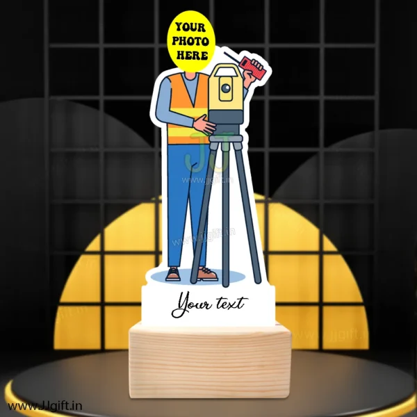 Surveyor caricature gift, Statue for civil engineer with measurment equipment - Image 3
